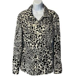 CHICO'S Women's Long Sleeve Blouse Geometric Print Modern Size 3 L/XL Button